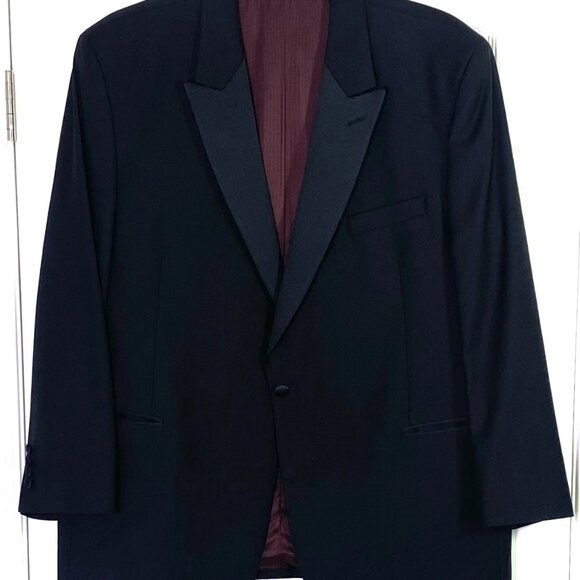 Jack Victor Tuxedo Suit Black York Super 100's Blazer Jacket 48R + Pants 43R - Picture 1 of 15